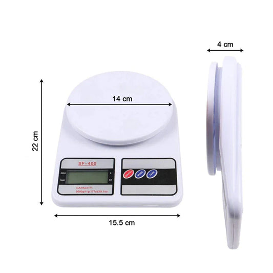 Electronic Kitchen Digital Weighing Scale – Multipurpose Food Weight Machine with LCD Display (10 Kg, White)