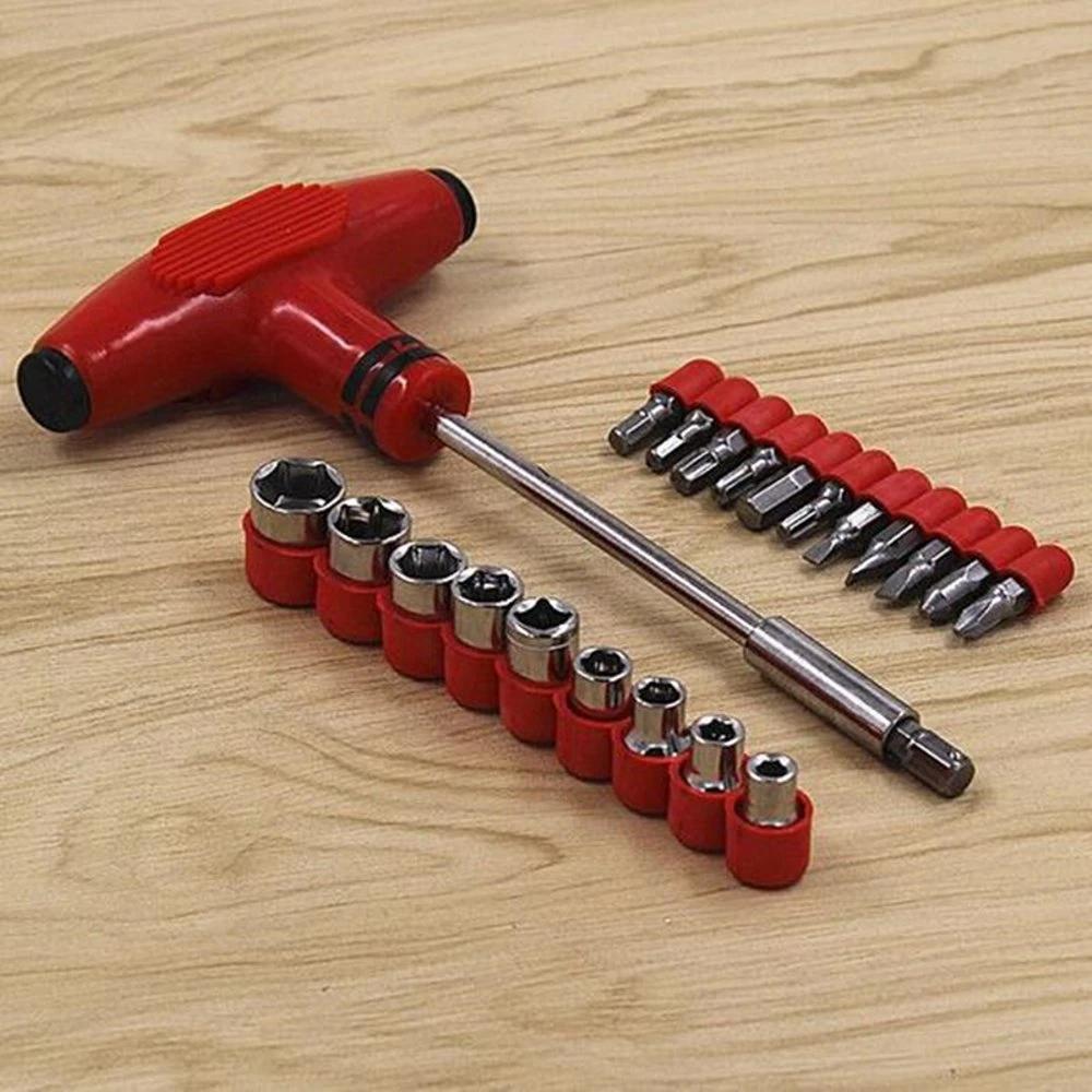 24 Pcs T-Shape Screwdriver Set – Ratchet Socket Spanner Tool Kit