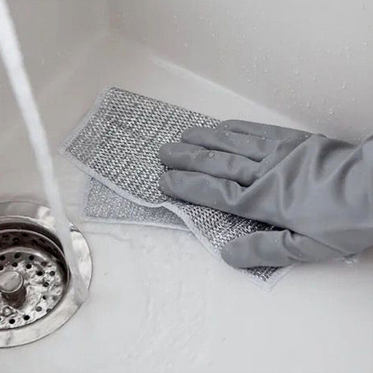 Double-Sided Multipurpose Microfiber Cleaning Cloth with Stainless Steel Scrubber (pack of 3)