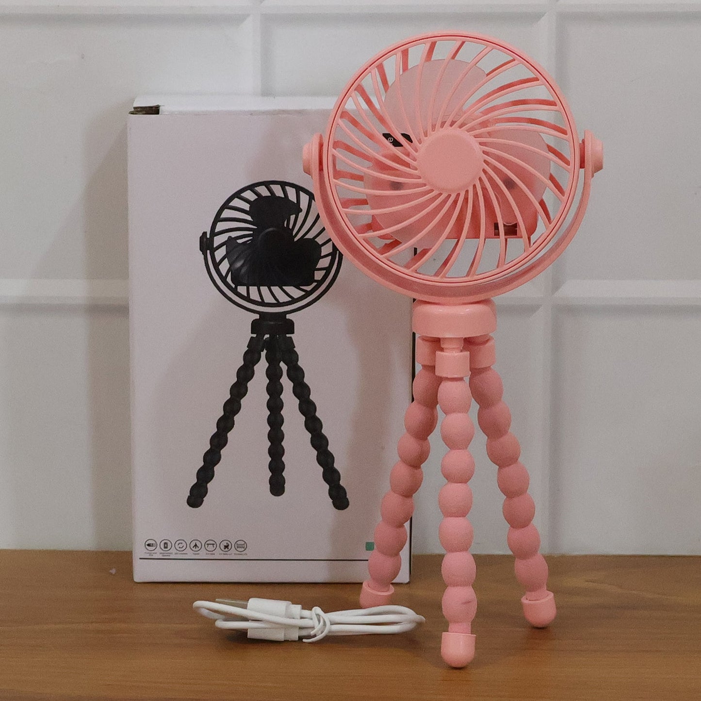 Portable Rechargeable Led Light Fan With Flexible Tripod Stand (1 Pc)