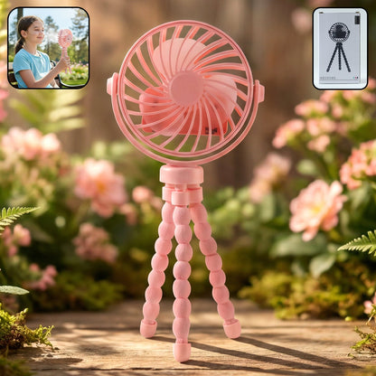 Portable Rechargeable Led Light Fan With Flexible Tripod Stand (1 Pc)