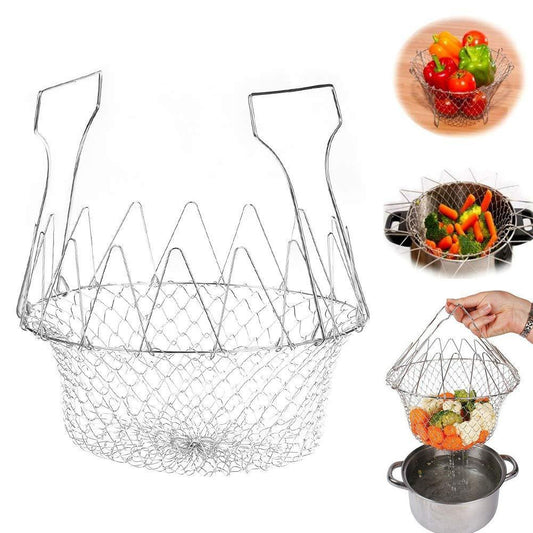 12-in-1 Foldable Stainless Steel Chef Basket Strainer