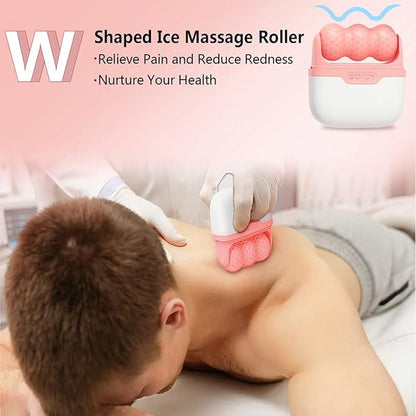 Ice Face & Body Massage Roller with Dual W & V Shape for Skin Care
