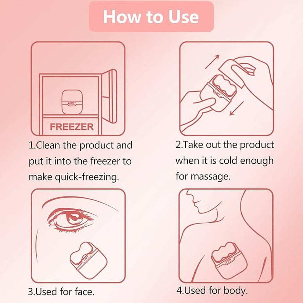 Ice Face & Body Massage Roller with Dual W & V Shape for Skin Care
