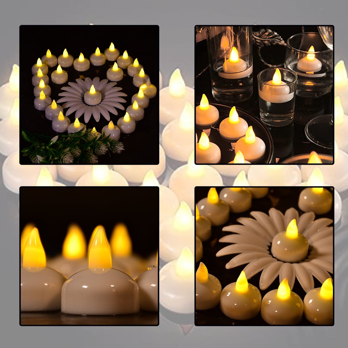 12 Pcs Floating LED Tealight Candles – Battery Operated Flameless Decorative Tea Lights