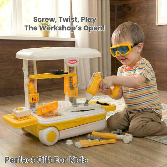 Kids Tool Playset | Portable Briefcase Trolley Toy | Safe Plastic Accessories