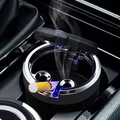 LED Car Ashtray with Lid – Portable Smokeless Ash Holder (1 Pc)