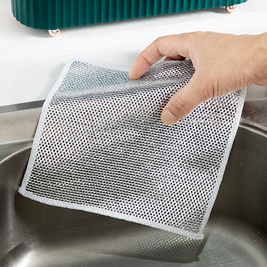 Double-Sided Multipurpose Microfiber Cleaning Cloth with Stainless Steel Scrubber (pack of 3)