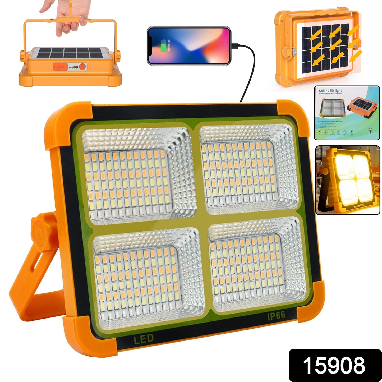 Solar Powered LED Floodlight – High Brightness with USB Power Bank (1 Pc)