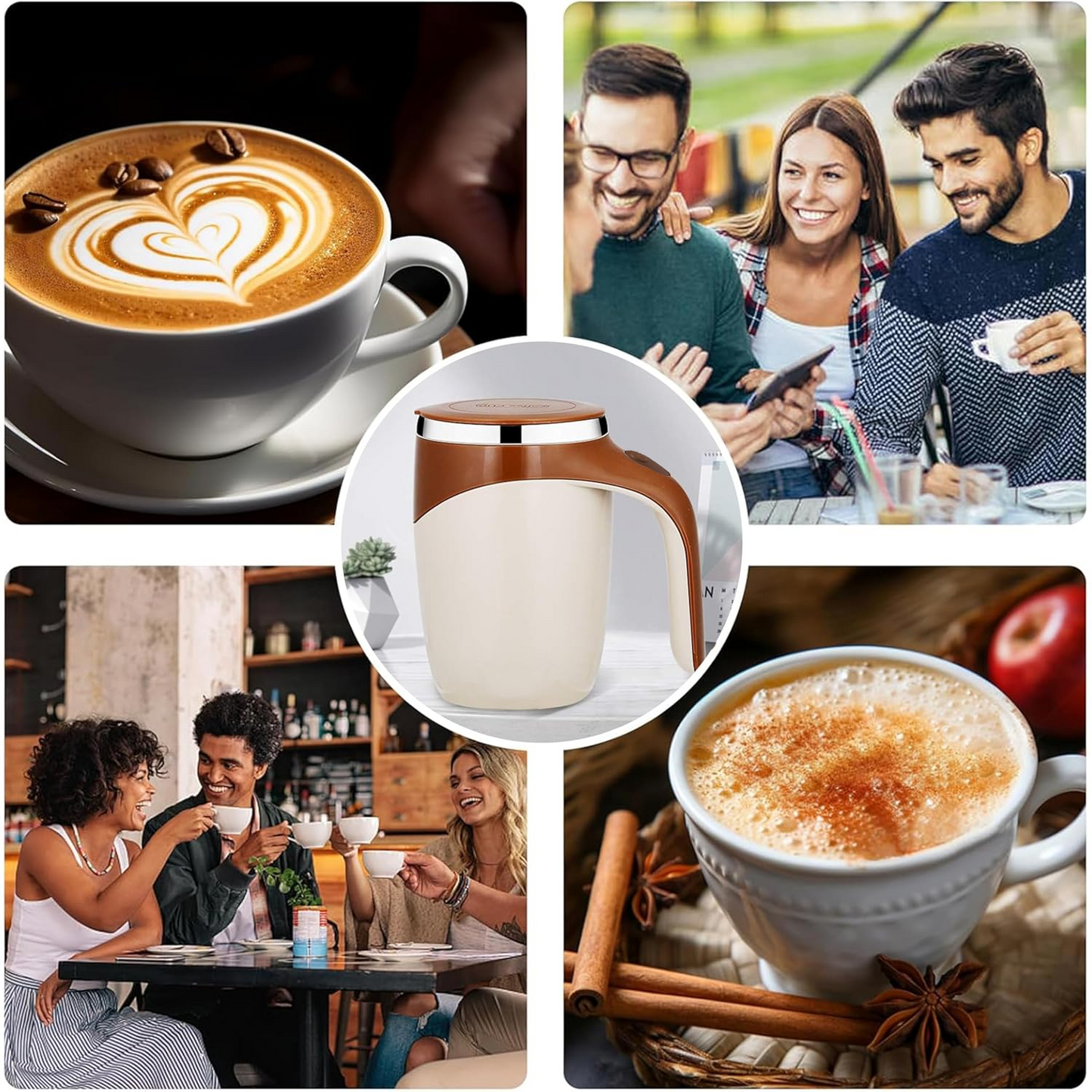 Electric Magnetic Stirring Mug – Stainless Steel Self Mixing Cup