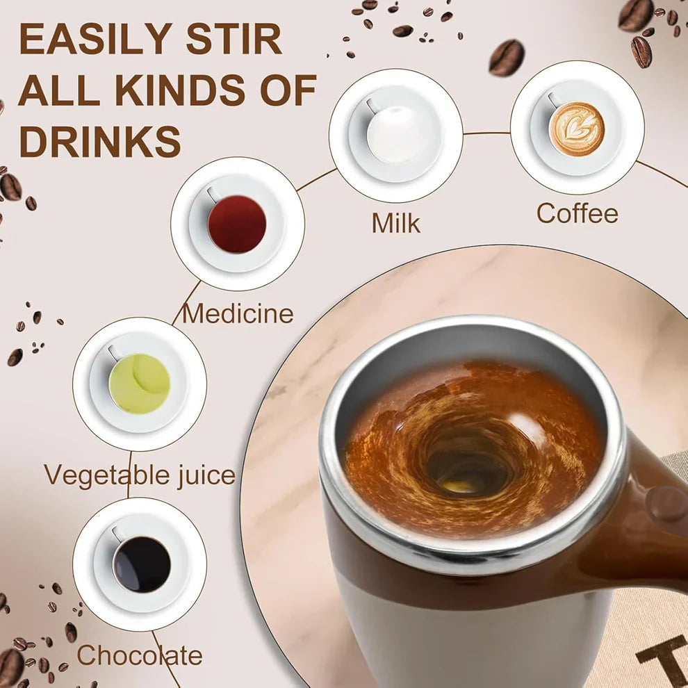 Electric Magnetic Stirring Mug – Stainless Steel Self Mixing Cup