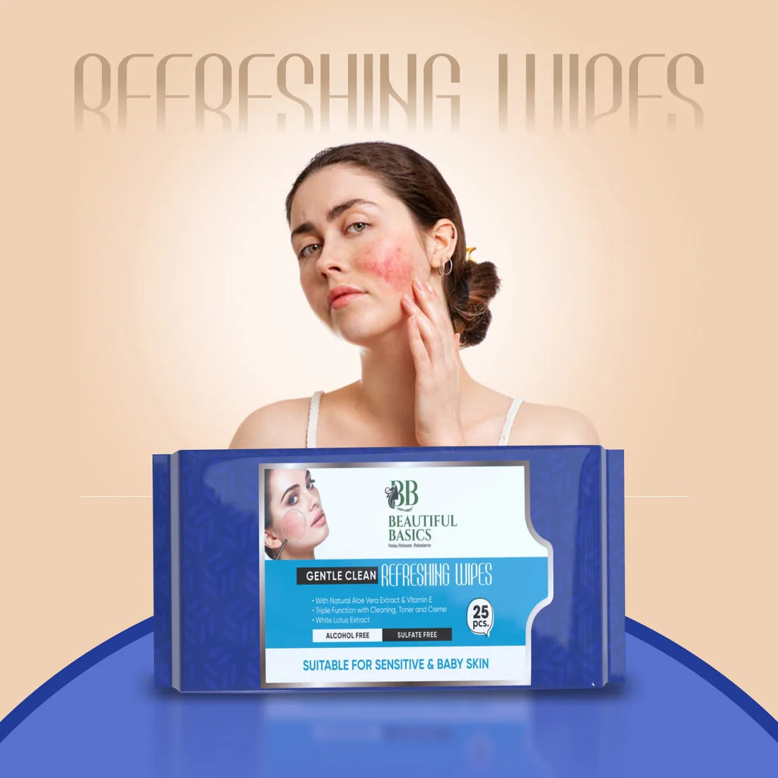 Refreshing Facial Wet Wipes with Fruit Extract – Alcohol Free Face Cleansing Wipes for Sensitive Skin (25 Wipes × Pack of 3) | Hydrating & pH Balanced