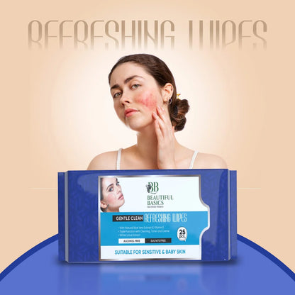 Refreshing Facial Wet Wipes with Fruit Extract – Alcohol Free Face Cleansing Wipes for Sensitive Skin (25 Wipes × Pack of 3) | Hydrating & pH Balanced