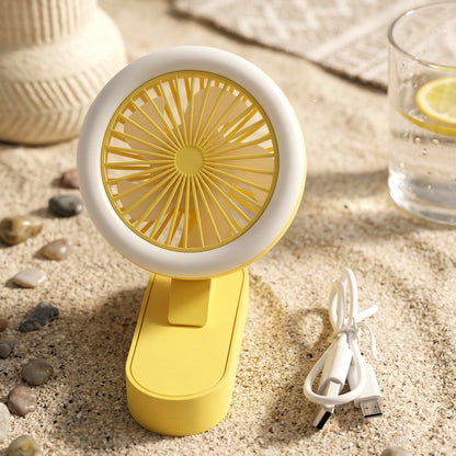 Portable Rechargeable Mini Table Fan With Led Light (1 Pc)