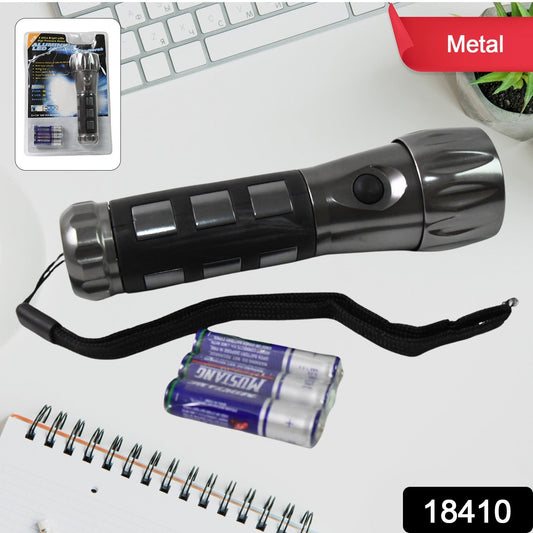 Durable Aluminium LED Torch – Handheld Rubber Grip Light (31.5v AAA Batteries Not Included)