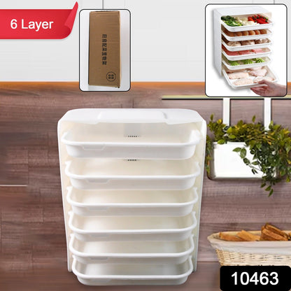 6 Layer Wall Mounted Food Organizer Rack – Plastic Storage Shelf (1 Set)