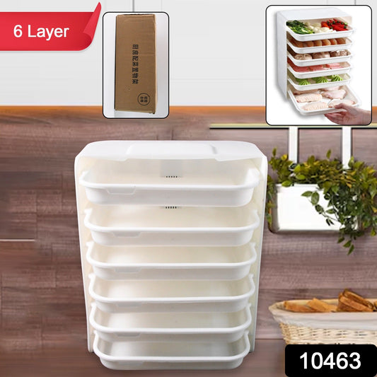 6 Layer Wall Mounted Food Organizer Rack – Plastic Storage Shelf (1 Set)