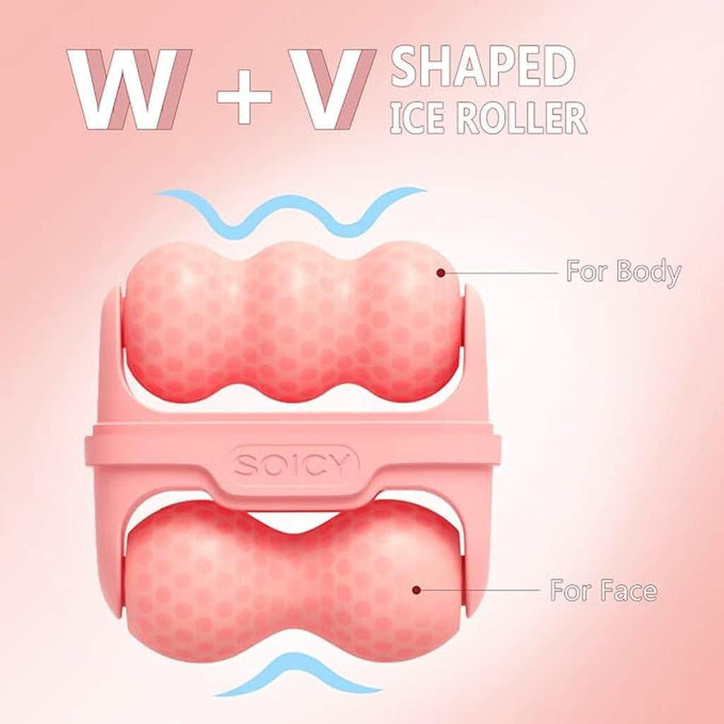 Ice Face & Body Massage Roller with Dual W & V Shape for Skin Care