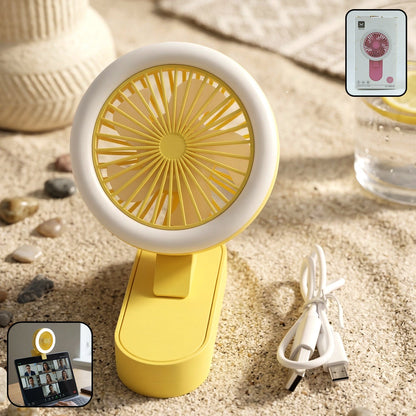Portable Rechargeable Mini Table Fan With Led Light (1 Pc)