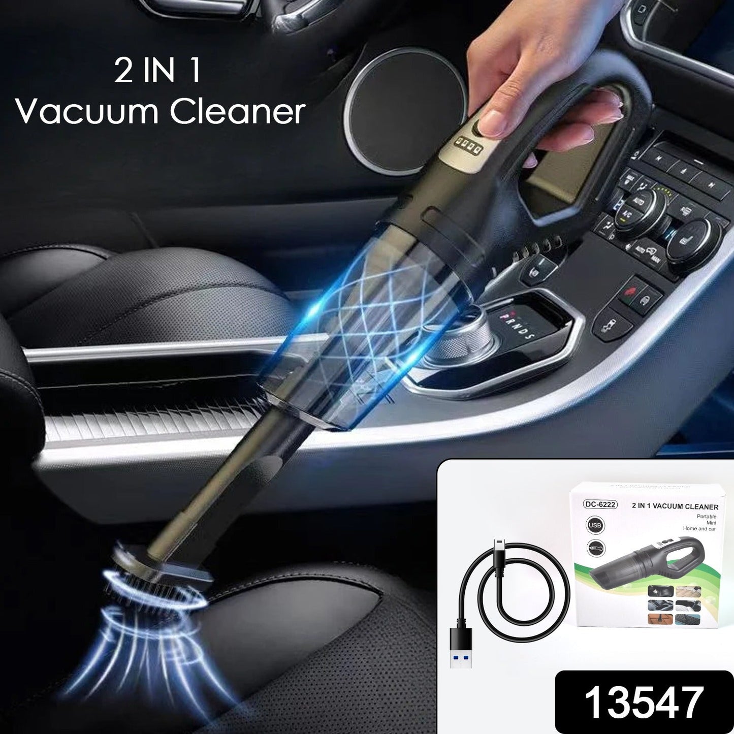 2-in-1 Cordless Car Vacuum Cleaner – Portable Handheld Cleaner (1 Set)
