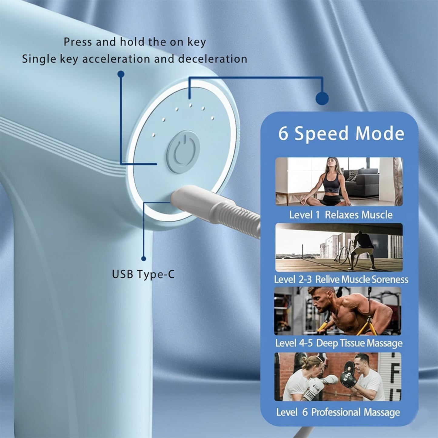 Electric Vibrating Massage Gun With Multiple Interchangeable Heads