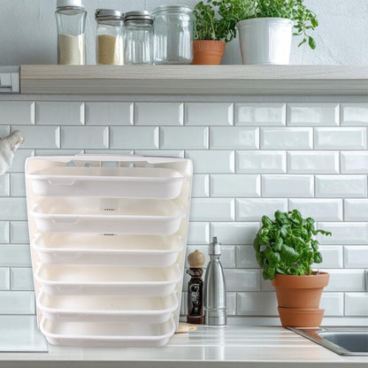 6 Layer Wall Mounted Food Organizer Rack – Plastic Storage Shelf (1 Set)