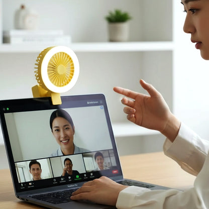 Portable Rechargeable Mini Table Fan With Led Light (1 Pc)