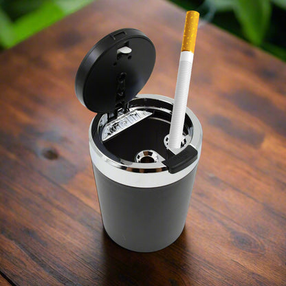 LED Car Ashtray with Lid – Portable Smokeless Ash Holder (1 Pc)